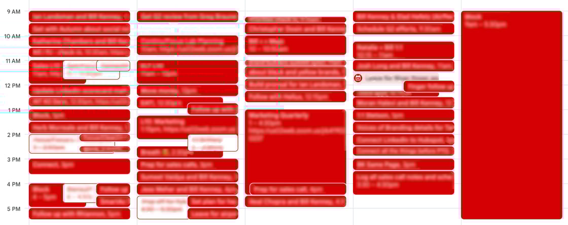 A screenshot of Bill's calendar