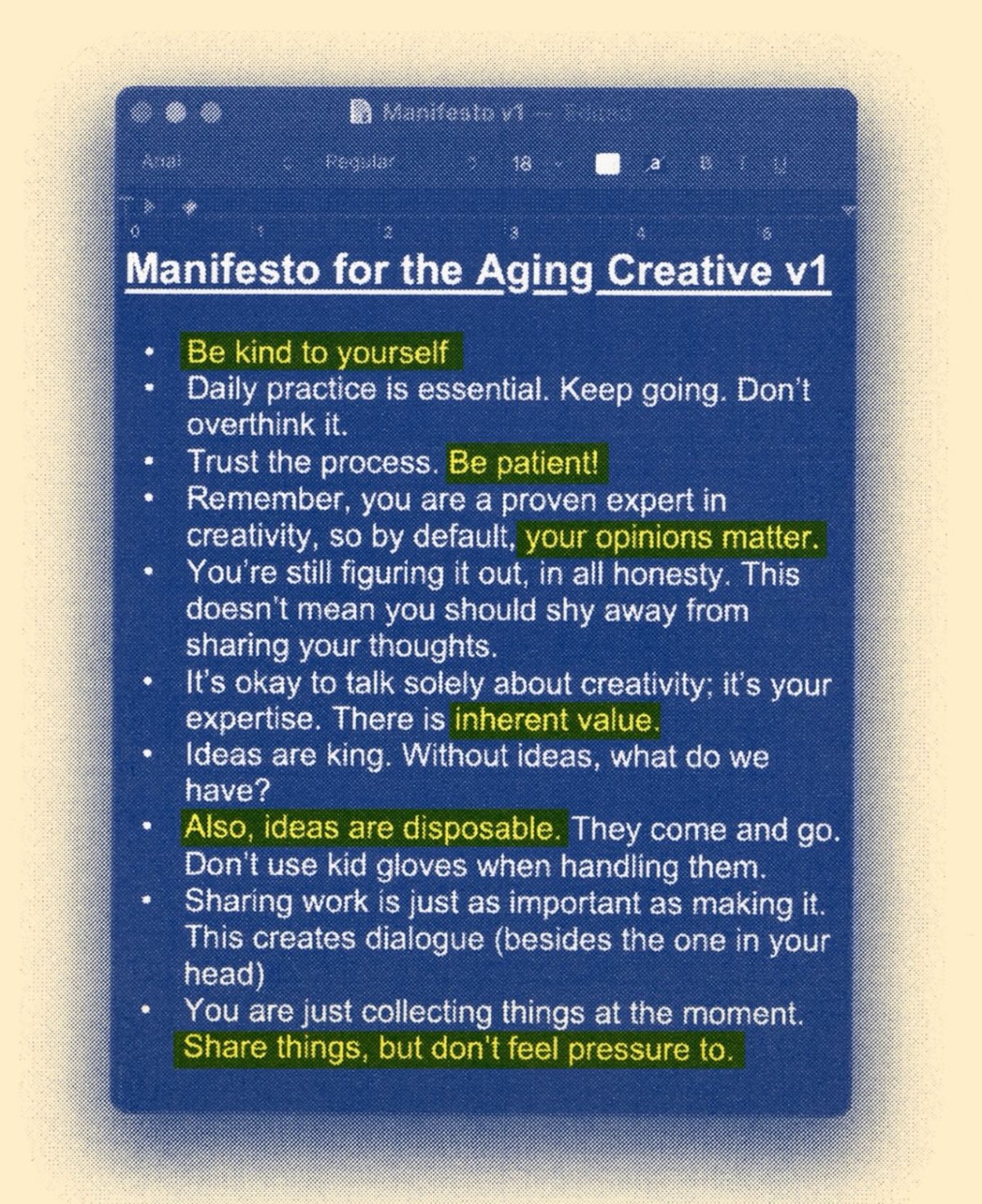 Manifesto for the Aging Creator v1