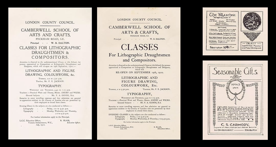 Student Work (1907 – 1910) from The Polytechnic School of Printing, London