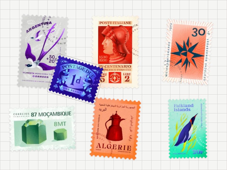 A collection of stamps created by Marijana Pavlinić
